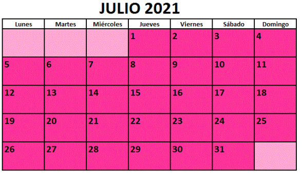 Calendario fiestas Galicia julio 2021
