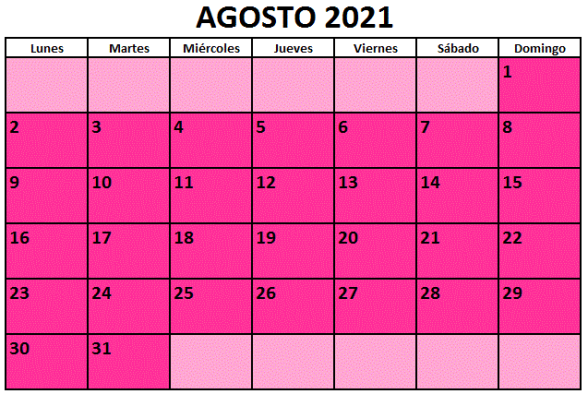 Calendario fiestas Galicia agosto 2021