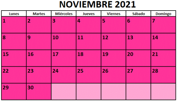 Calendario fiestas Galicia noviembre 2021