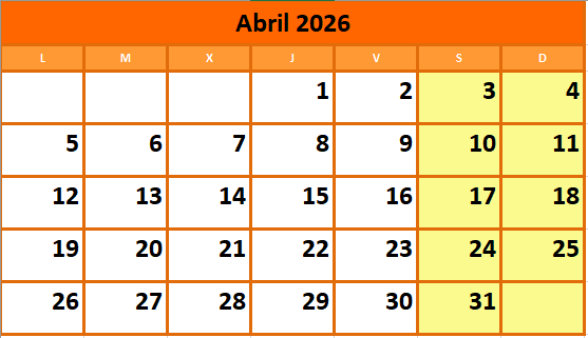 Calendario fiestas Galicia abril 2026