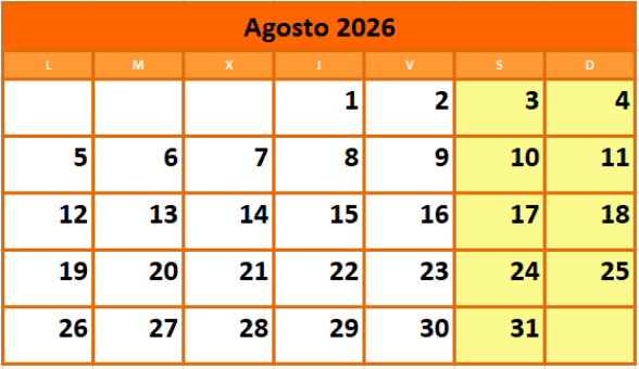 Calendario fiestas Galicia agosto 2026