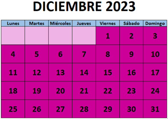 Calendario fiestas Galicia diciembre 2023