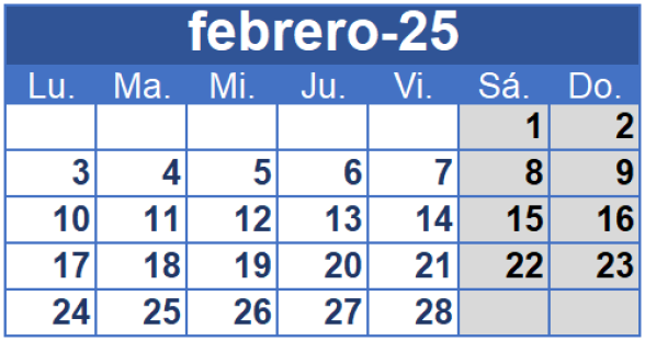 Calendario de febrero para las fiestas de Galicia 2025