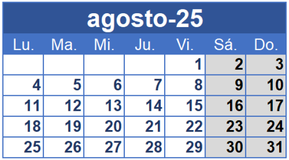 Calendario de agosto para las fiestas de Galicia 2025