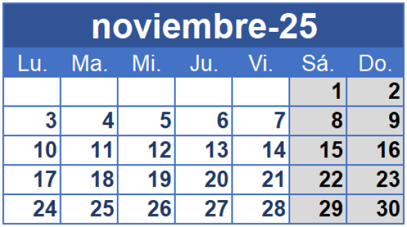 Calendario de noviembre para las fiestas de Galicia 2025