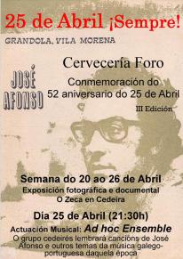 Cartel  III conmemoración del 52 aniversario del 25 abril