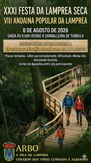 Cartel caminata de la lamprea seca de Arbo
