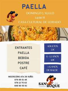 Cartel de la comida de paella en Salvaterra de Miño