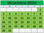 Calendario fiestas Galicia diciembre 2024